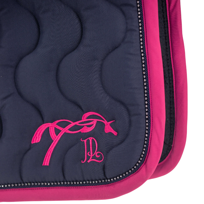 Pénélope - Tapis de selle Diamant marine/ fuschia | - Ohlala