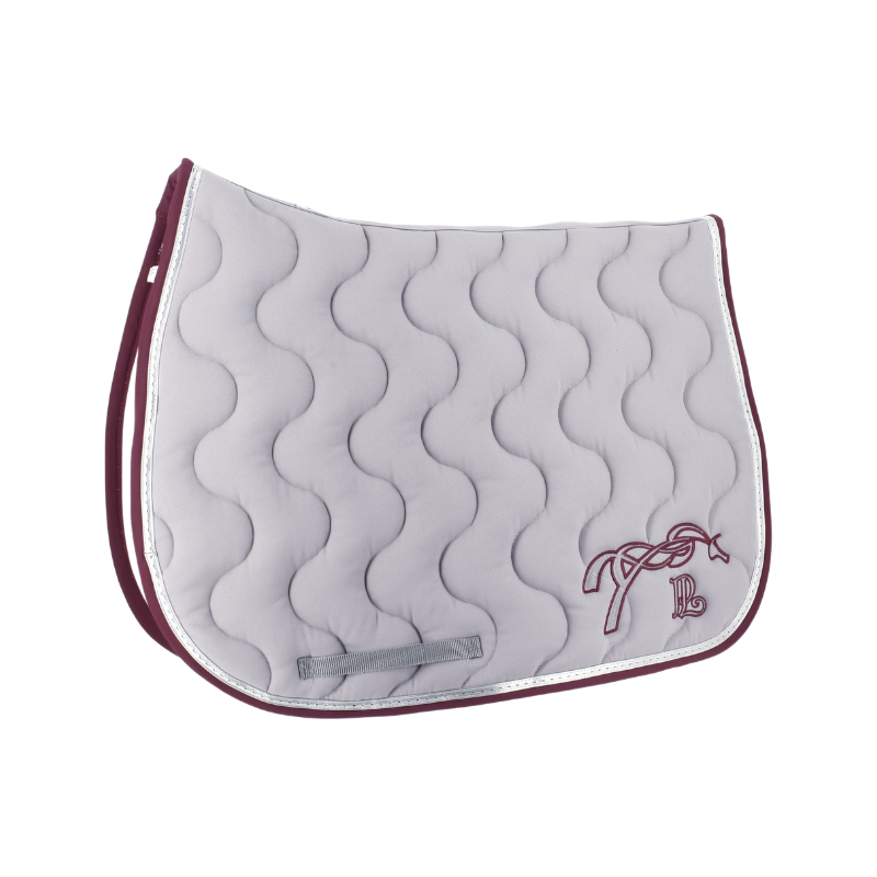 Pénélope - Tapis de selle classique gris clair/ inox/ bordeaux