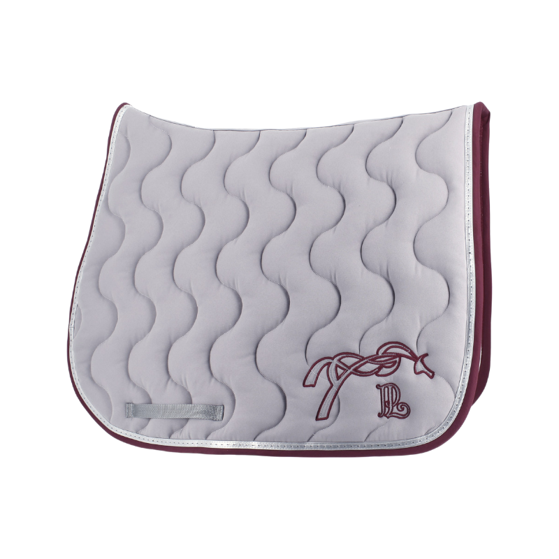 Pénélope - Tapis de selle classique gris clair/ inox/ bordeaux