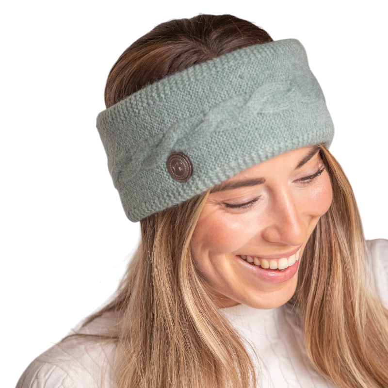 Pénélope - Bandeau tricoté femme Mel vert sauge | - Ohlala