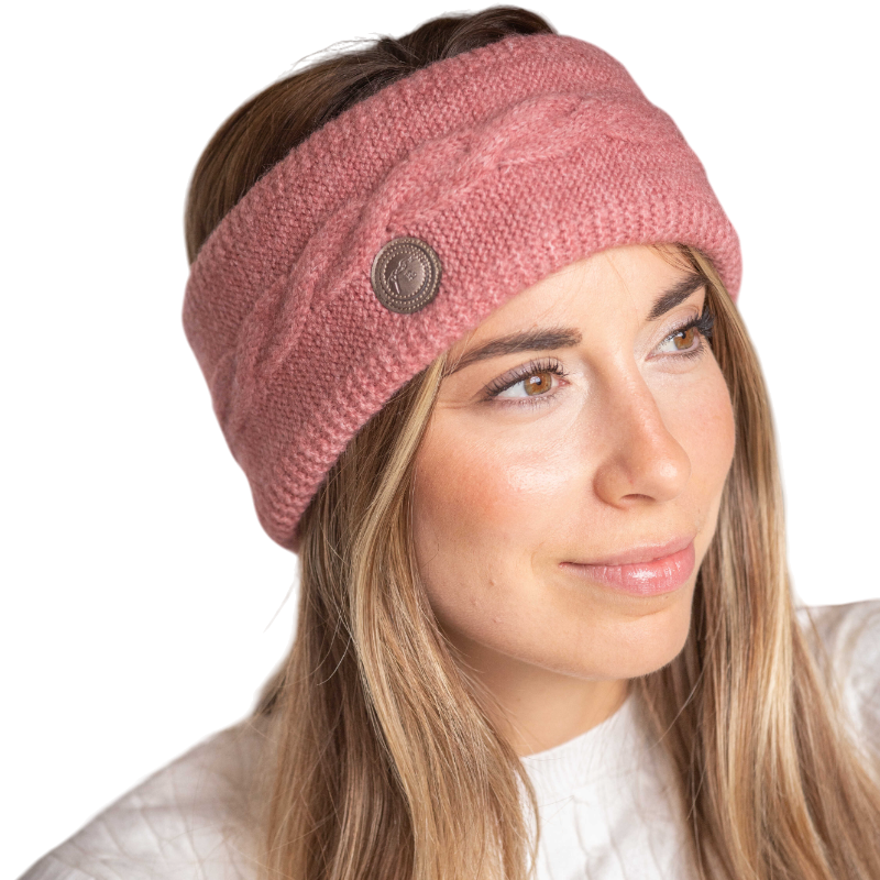 Pénélope - Bandeau tricoté femme Mel vieux rose | - Ohlala