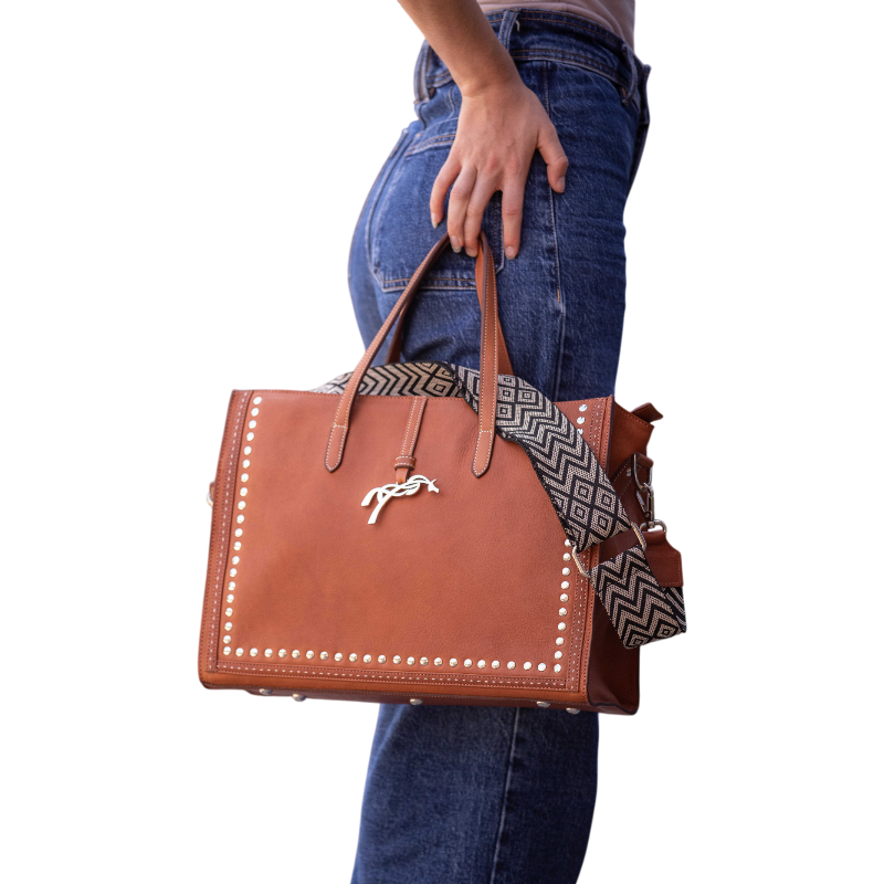 Pénélope - Bolso de mano Naily Romane coñac | - Ohlala