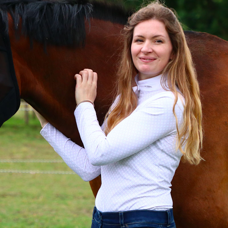 Pénélope store - Polo de concours manches longues femme Seville blanc | - Ohlala