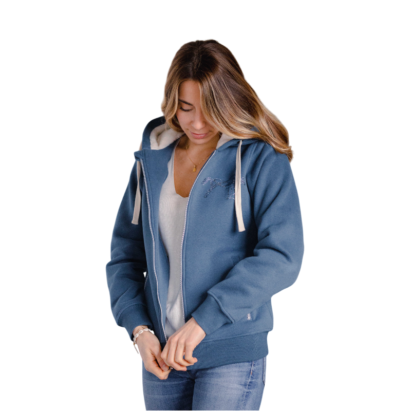 Pénélope - Sweat zippé femme Tressy denim | - Ohlala