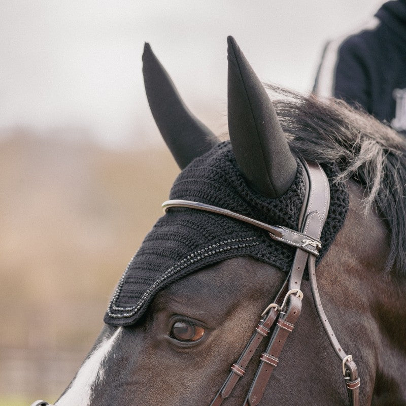 Pénélope - Bonnet pour chevaux anti-bruit Strass noir