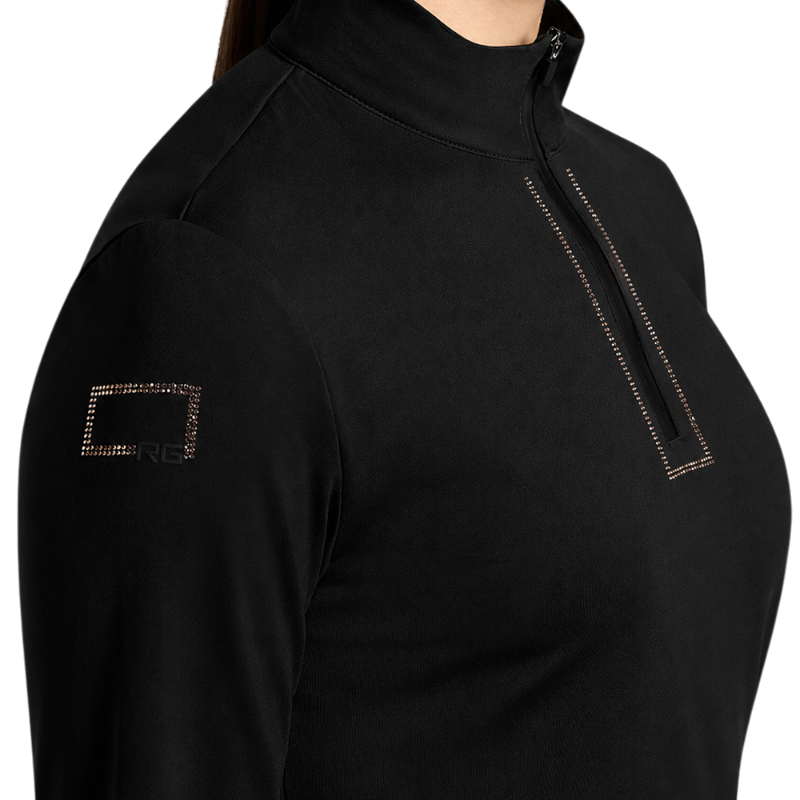 RG Italy - Women's Black Long-Sleeved Rhinestone Baselayer