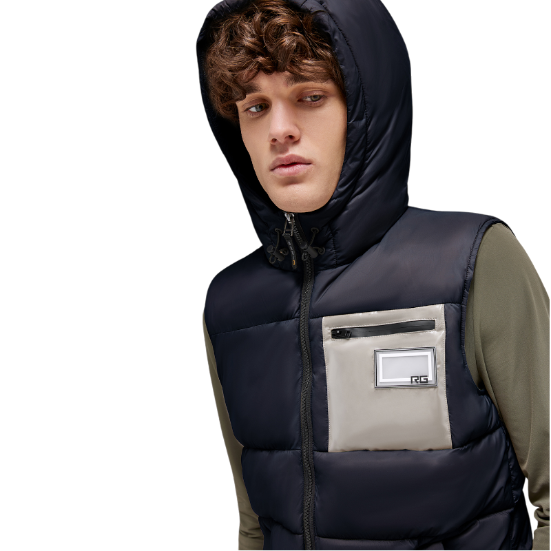 RG Italy - Doudoune sans manches homme Hooded Puffer marine | - Ohlala