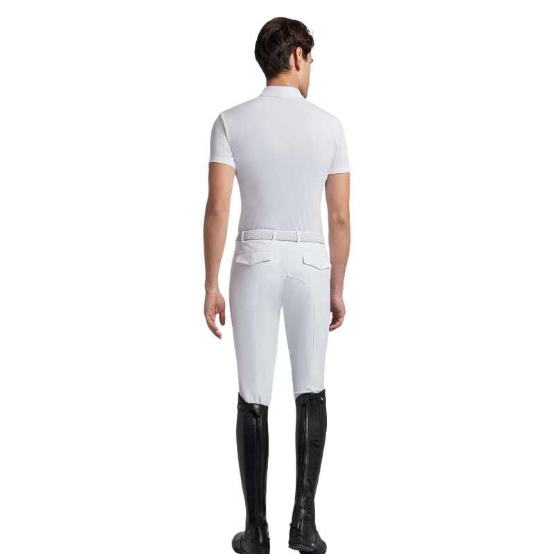 RG Italy - Polo da concorso manica corta uomo Competition Zip bianco | - Ohlala