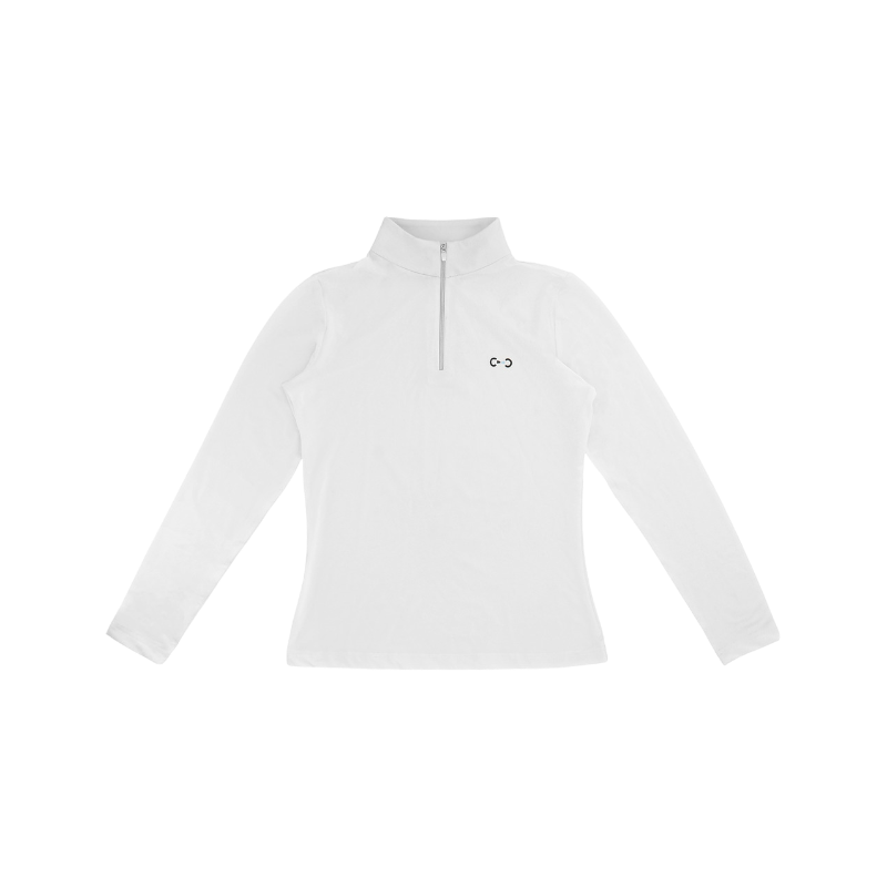 Riding World - Polo de concours manches longues femme Reine blanc