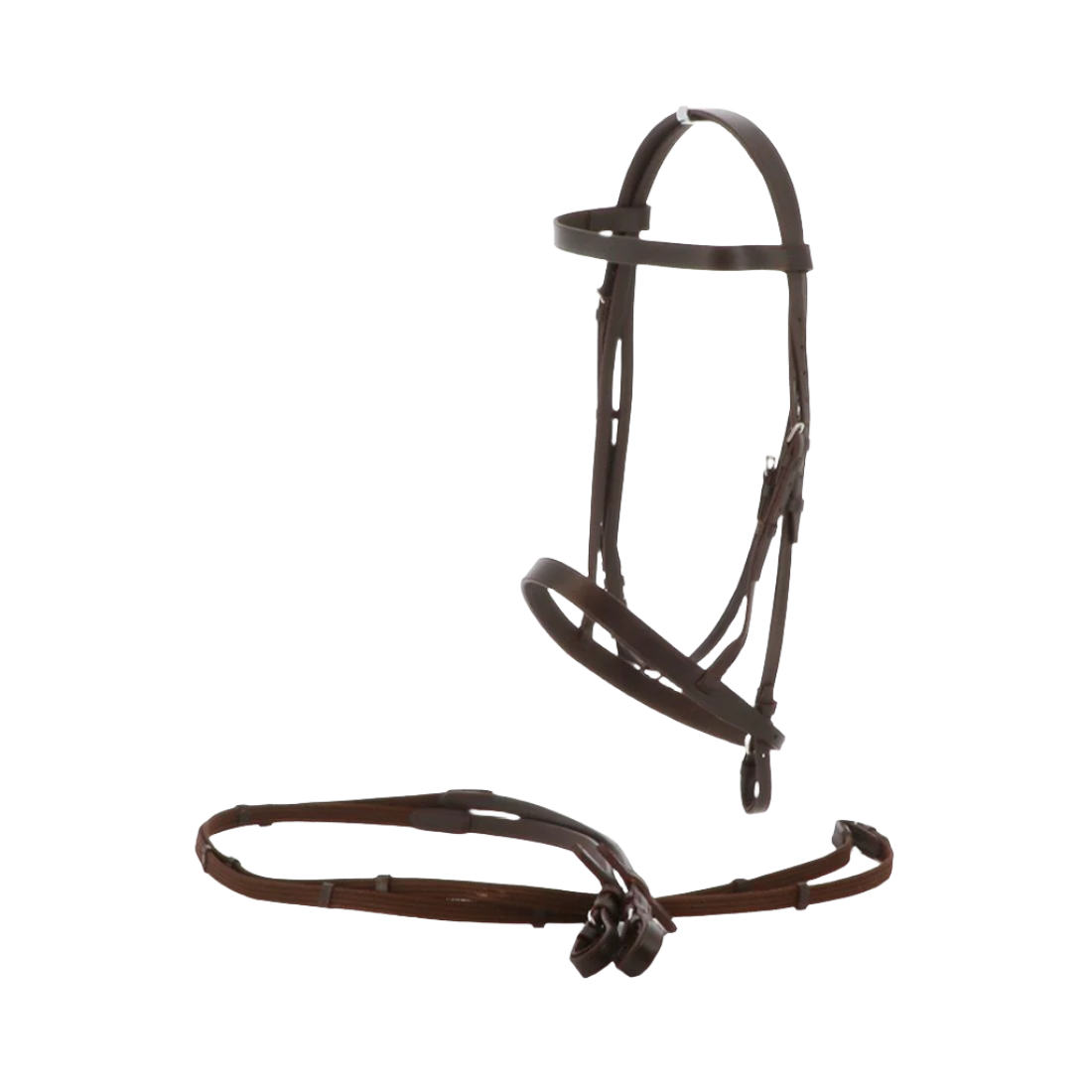 Riding World - Bridon Muserolle française Havana with reins