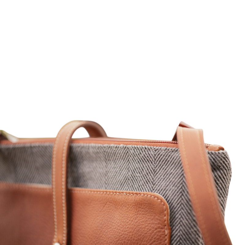 Pénélope - Sac Pablito grand modèle chevron/ cognac