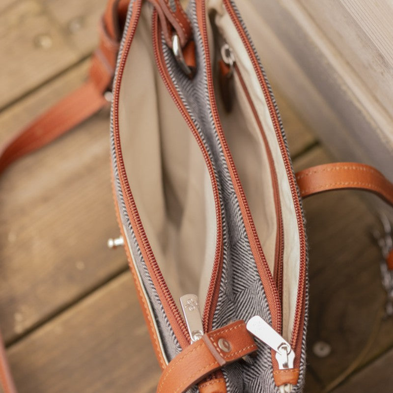 Pénélope - Sac Pablito grand modèle chevron/ cognac