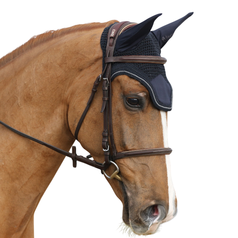 Bucas - Cuffia per cavalli Fly Soundless nero/grigio