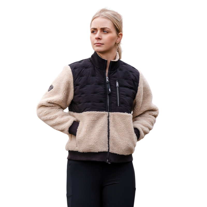 Horseware - Sweat manches longues zippé femme Lorenza sable/ noir | - Ohlala