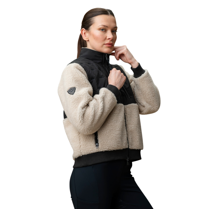 Horseware - Sweat manches longues zippé femme Lorenza sable/ noir | - Ohlala