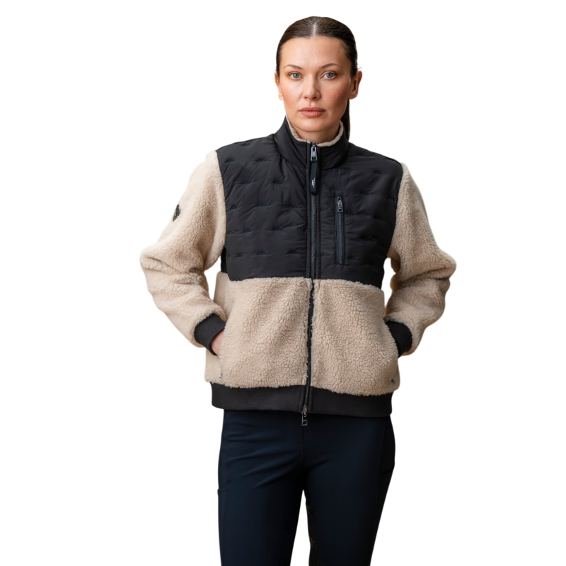 Horseware - Sweat manches longues zippé femme Lorenza sable/ noir | - Ohlala