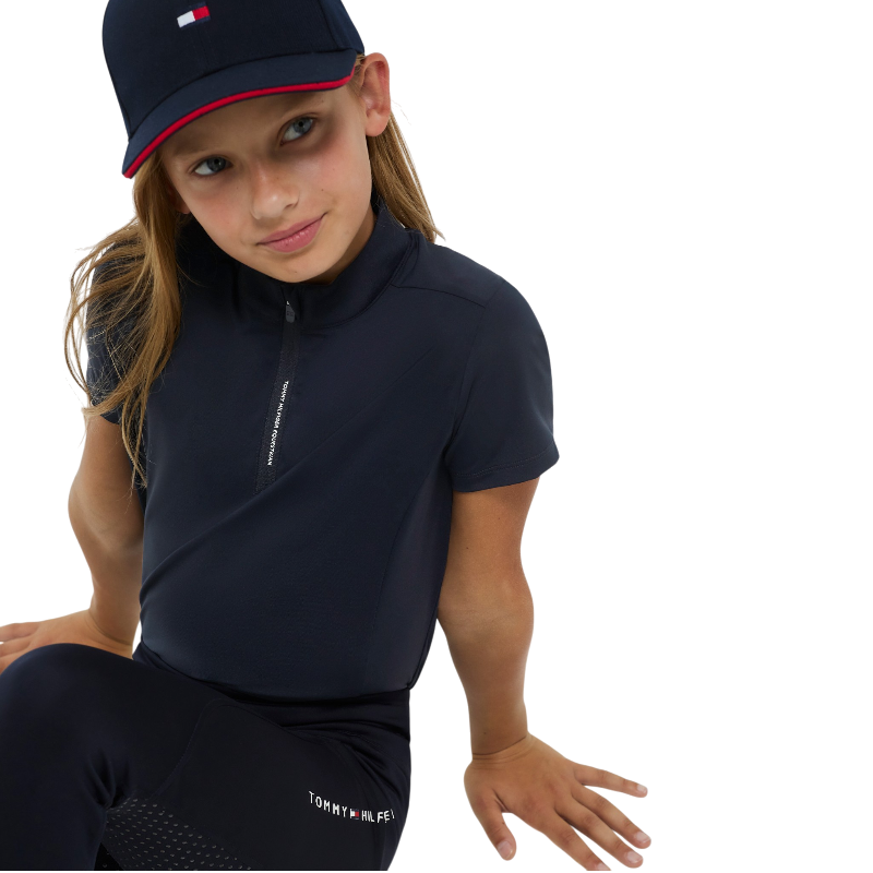 Tommy Hilfiger Equestrian - Baselayer a maniche corte junior Palma 1/4 Zip desert sky