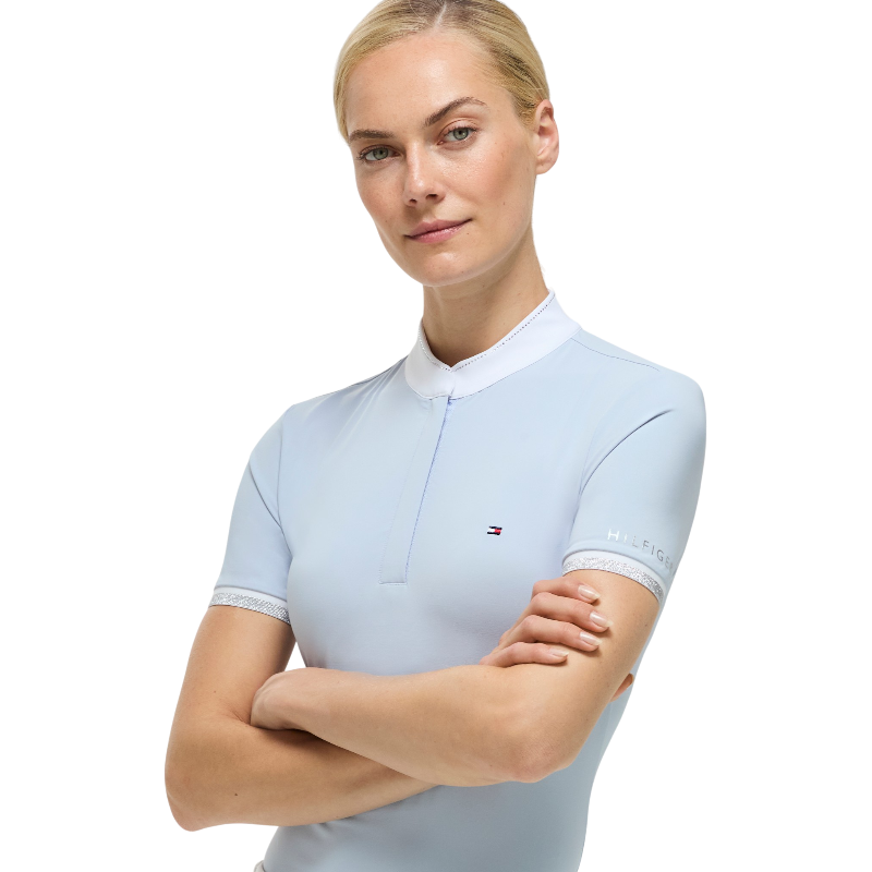 Tommy Equestrian - Damen-Kurzarm-Turnierpolo Linsay sweet blue