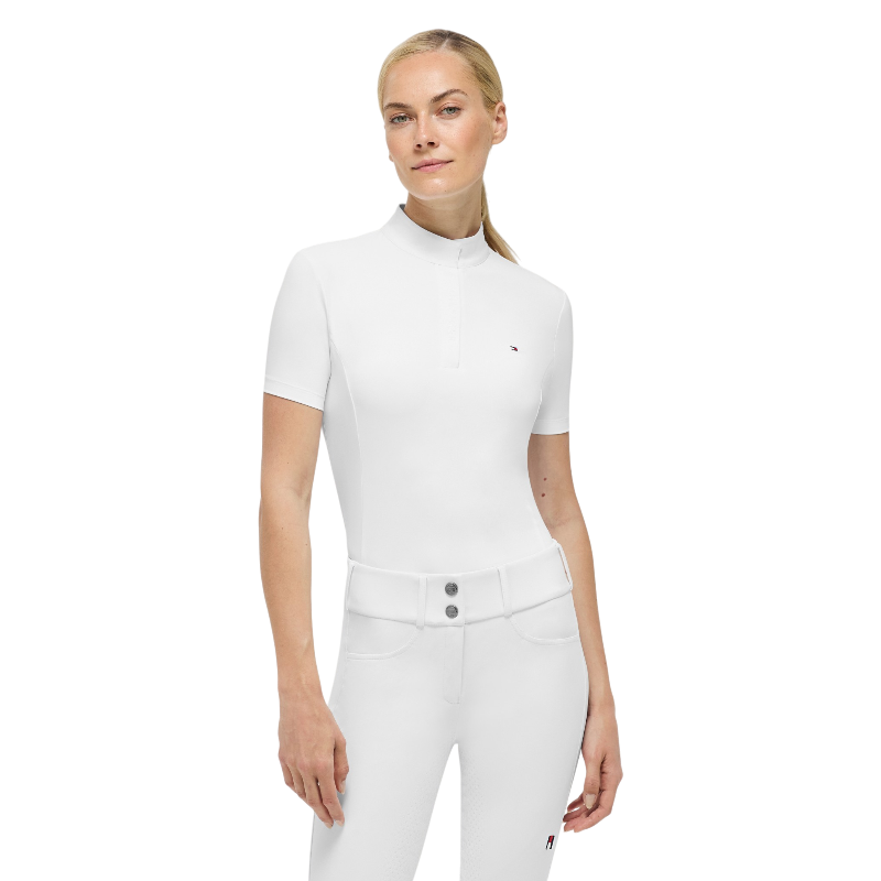 Tommy Hilfiger Equestrian - Polo de concurso de manga corta para mujer Selma optic white