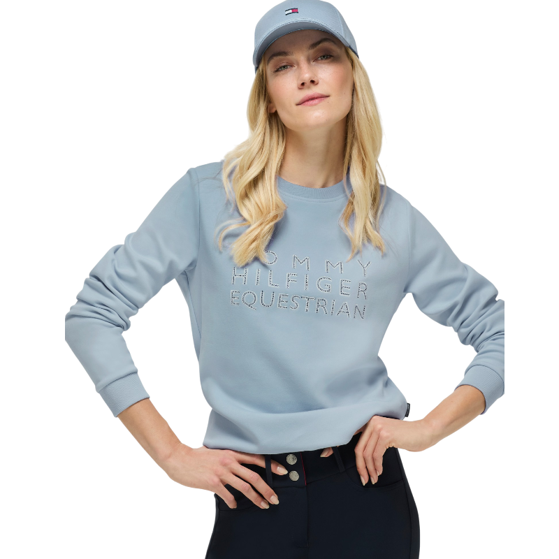 Tommy Hilfiger Equestrian - Sudadera de manga larga para mujer Belair sweet blue