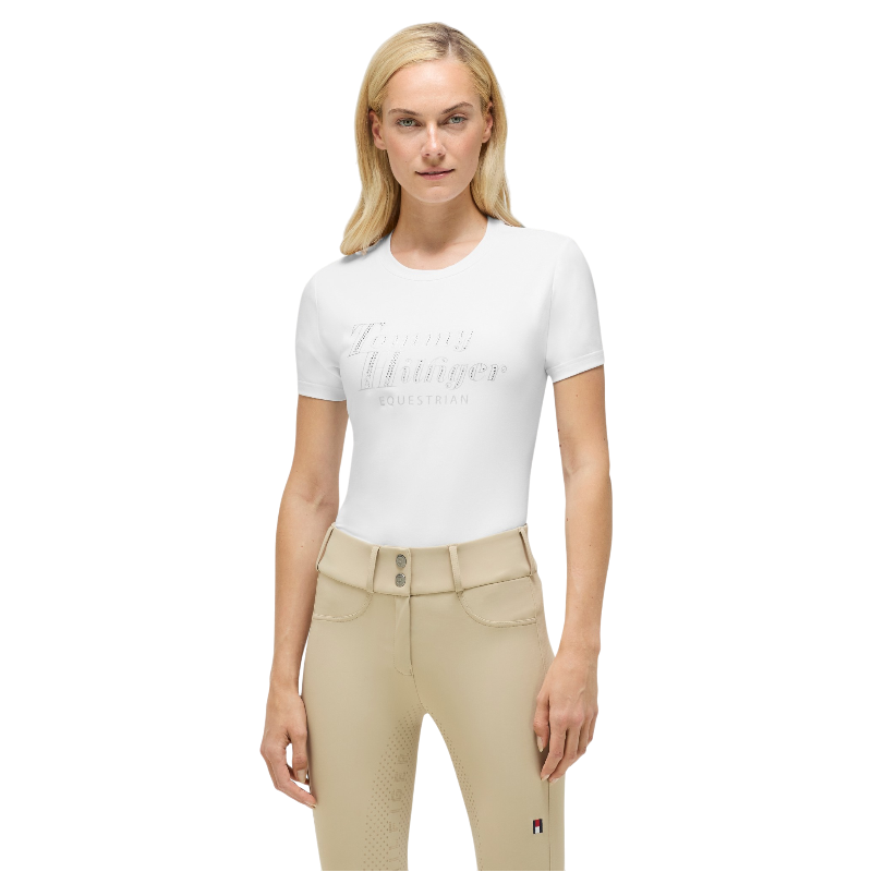 Tommy Equestrian - Damen-Kurzarm-T-Shirt Malibu optic white