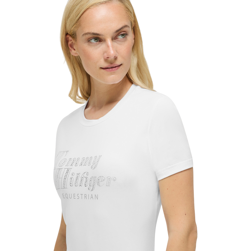 Tommy Equestrian - Damen-Kurzarm-T-Shirt Malibu optic white