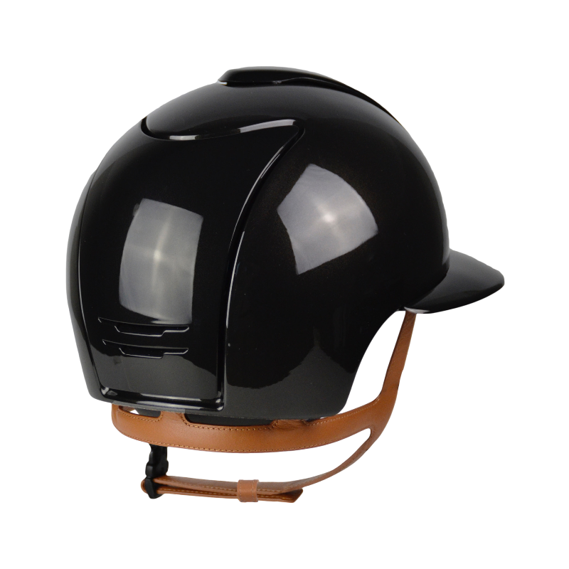 KEP - Cromo 2.0 riding helmet limited edition Shine Trieste black Swarovski visor polo beige chin strap 