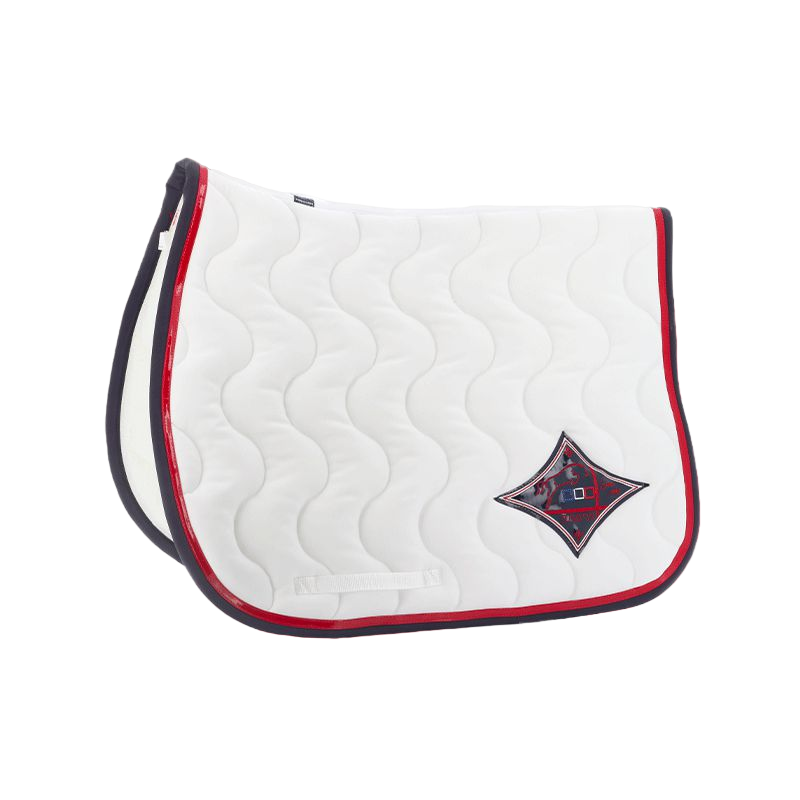 Jump'in - Tapis de selle blanc/ rouge/ marine | - Ohlala