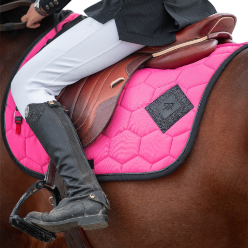 Oxxer - saddle pad Fuchsia/black diamond with black sequins 