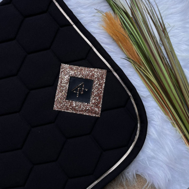 Oxxer - Tapis de selle Diamant noir/ rose gold paillettes rose gold