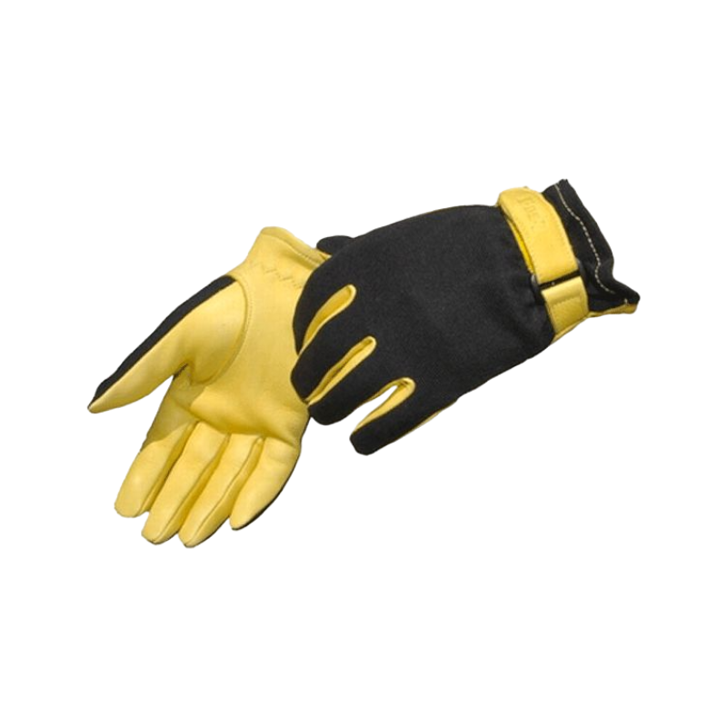 TdeT - Gold mesh and suede gloves