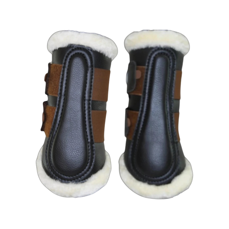 TdeT - Black/Tobacco Neoprene Faux Sheepskin Dressage Boot Set