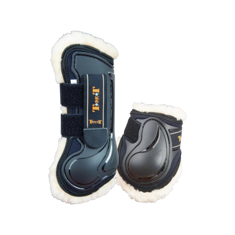 TdeT - Design Black Sheepskin Tendon and Fetlock Boot Set