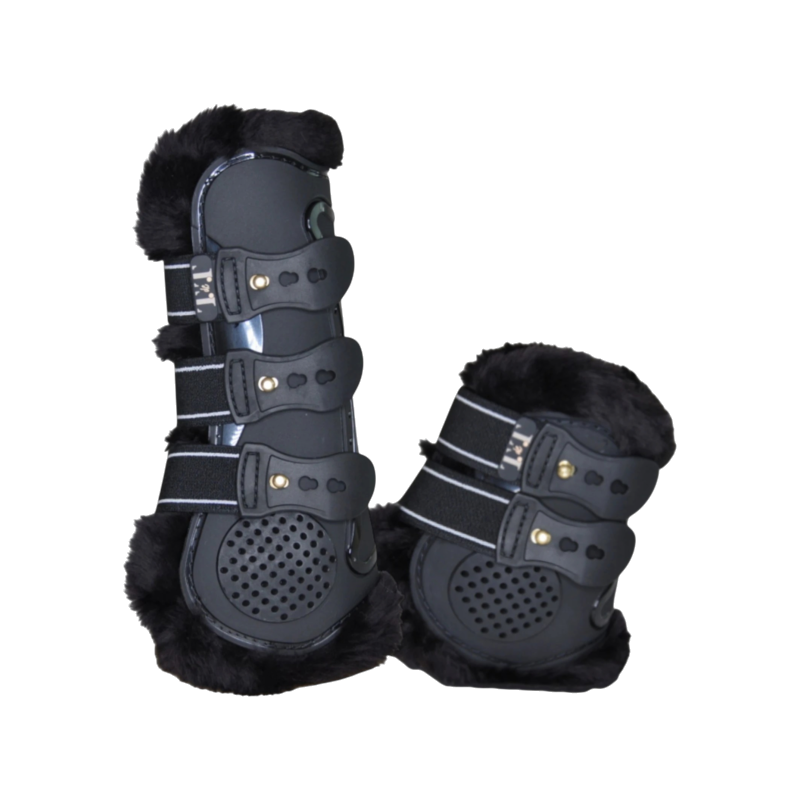 TdeT - Proteck Compet Black Sheepskin Tendon and Fetlock Boot Set