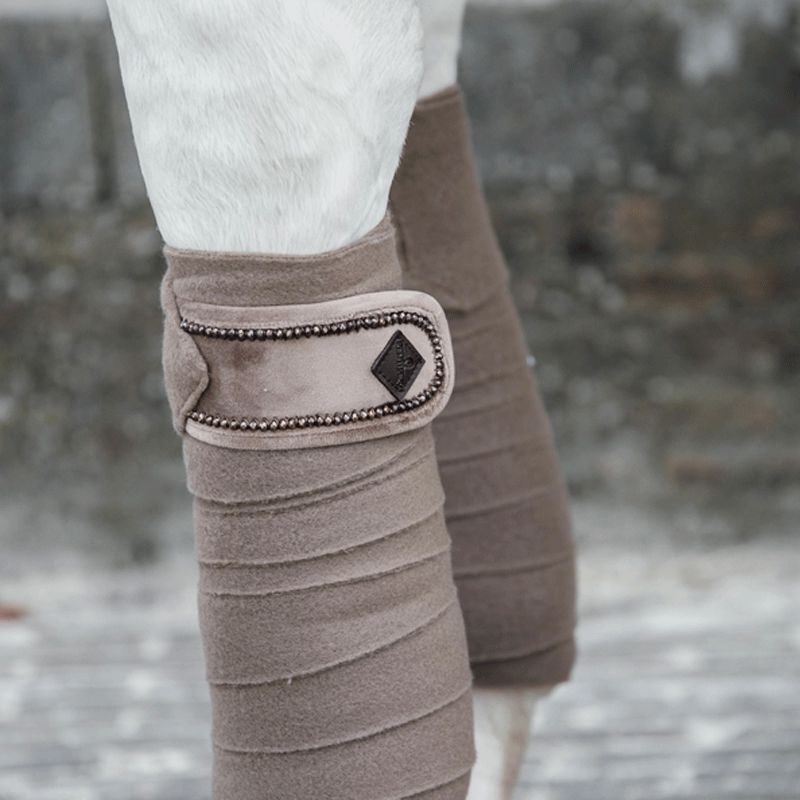 Kentucky Horsewear - Bandes de polo Velvet Pearls beige | - Ohlala