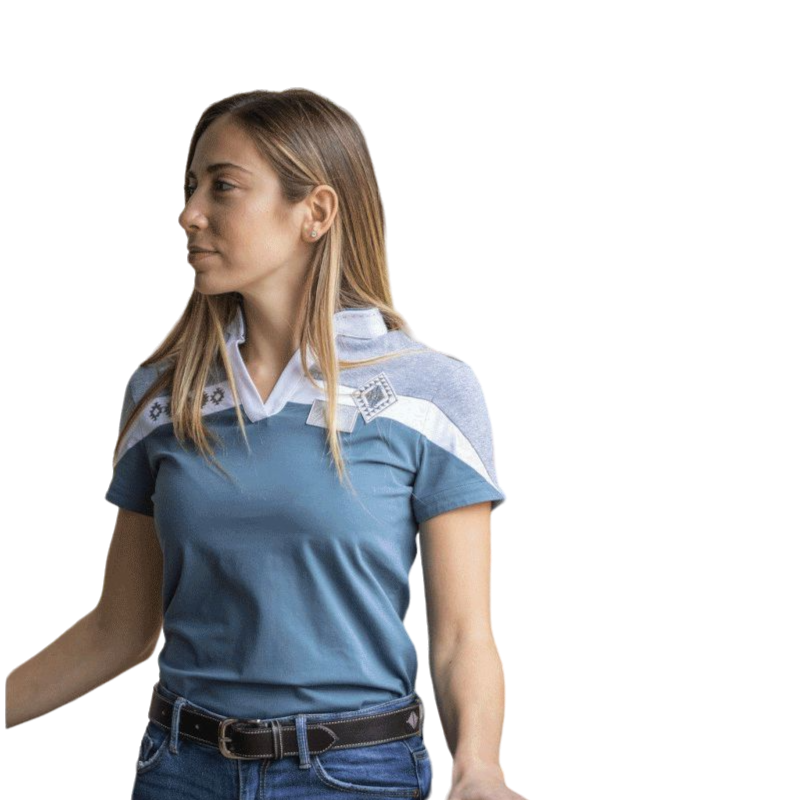 Pénélope Store - Indian short-sleeved polo shirt in duck blue