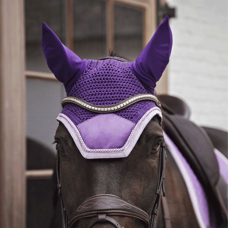 Kentucky Horsewear - Bonnet anti-mouche wellington velvet contrast violet royal | - Ohlala