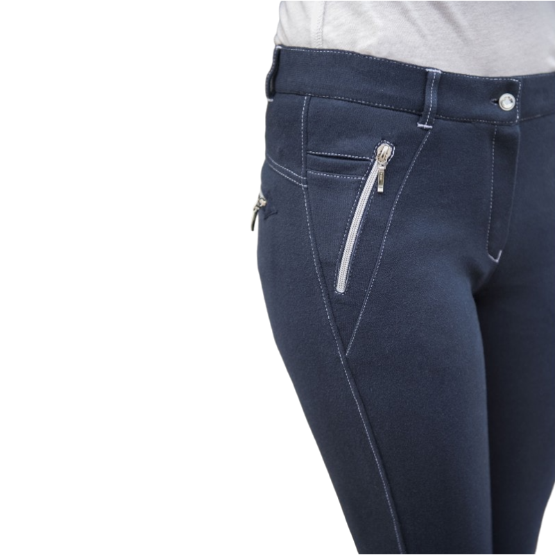 Equithème - Pantalon d'équitation enfant unisexe Zipper marine