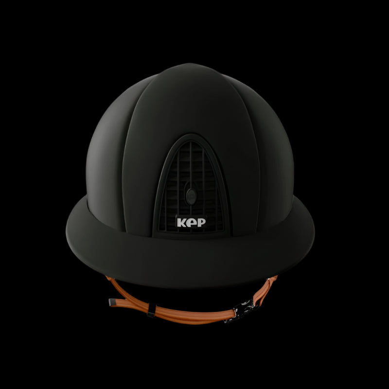 KEP - Casque d'équitation matt noir visière polo jugulaire beige | - Ohlala