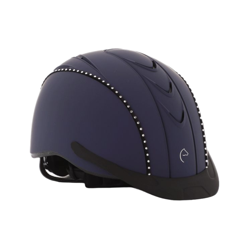 Equithème - Compet navy riding helmet with white crystals