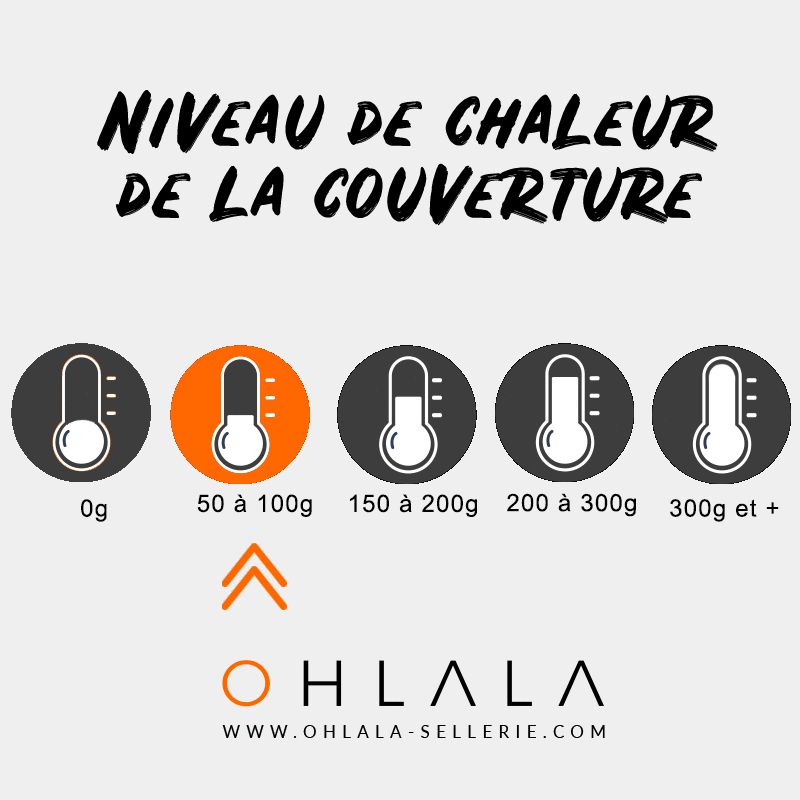 Equithème - Couverture Tyrex 1200D Aisance High Neck noir/bleu 50g | - Ohlala