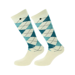 Equithème - Chaussette Argyle écru/bleu (x1) | - Ohlala