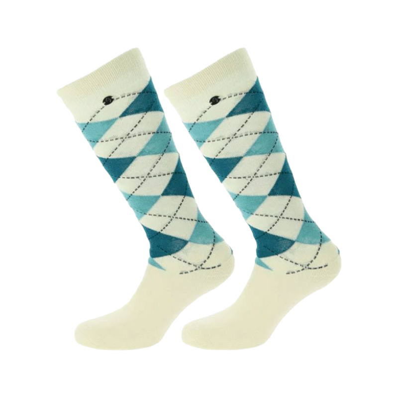 Equithème - Argyle ecru/blue sock (x1)