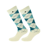 Equithème - Argyle ecru/blue sock (x1)
