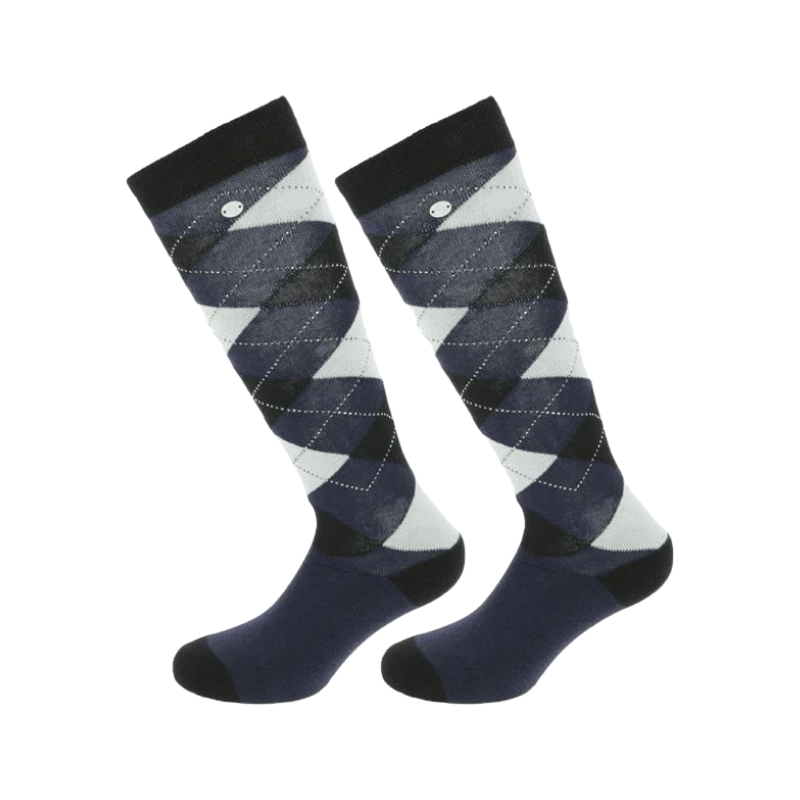 Equithème - Chaussettes d'équitation Girly marine/ ciel (x1)