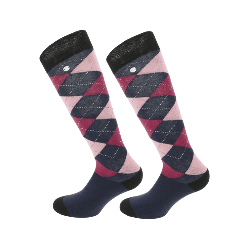 Equithème - Girly navy/burgundy riding socks (x1)