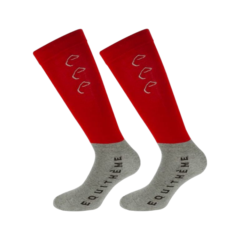 Equithème - Compet riding socks red/grey (x2)