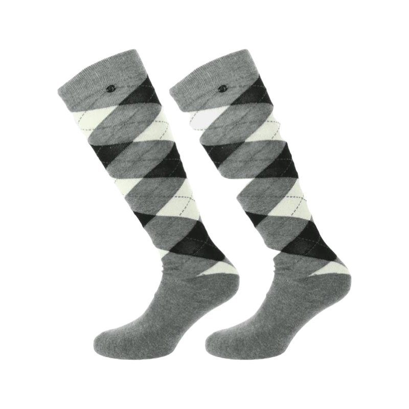 Equithème - Grey/ecru Argyle socks (x1)