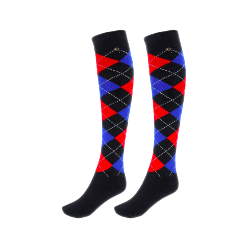 Equithème - Argyle socks black/royal blue/red (x1)