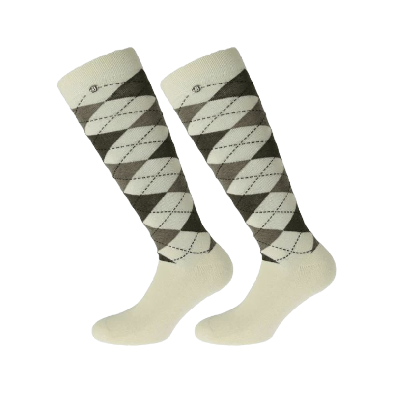 Equithème - Argyle ecru/taupe socks (x1)